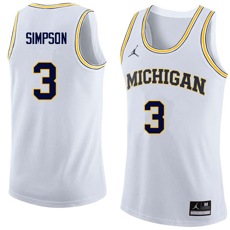 Men #3 Zavier Simpson Michigan Wolverines College Basketball Jerseys Sale-White